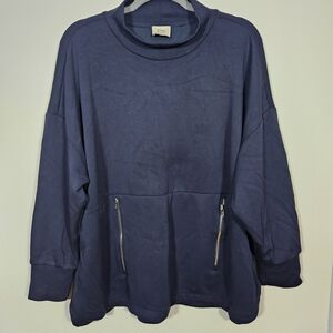 Elie Tahari Navy Sweatshirt with Zipper Details